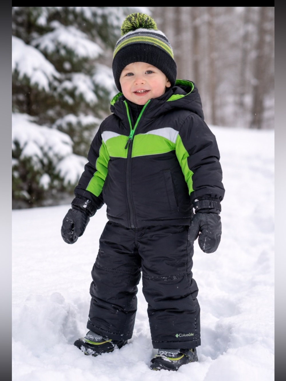 Columbia Black Kids' Insulated Snow Pants with Adjustable Bib, Size 2T